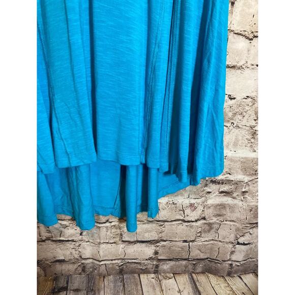 Soft Surroundings Top Womens Large Turquoise Ruffle Hem Long Line Stretchy Tunic - Picture 6 of 13